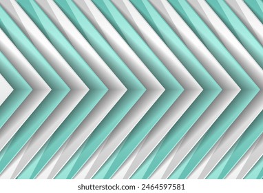 Green mint and grey tech paper arrows abstract background. Geometric vector design