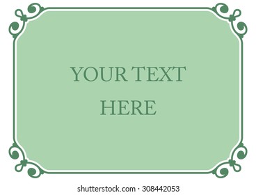 Green mint horizontal border frame deco. Vector art simple line corner signboard