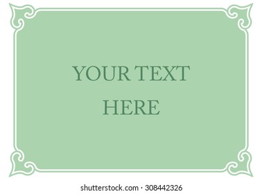 Green mint horizontal border frame deco. Vector art simple line corner signboard