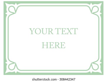 Green mint horizontal border frame deco. Vector art simple line corner signboard