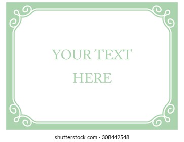 Green mint horizontal border frame deco. Vector art simple line corner signboard