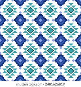 Green Mint Navajo tribal vector seamless pattern. Native American. Geometric ornament. Designs  textiles and clothing