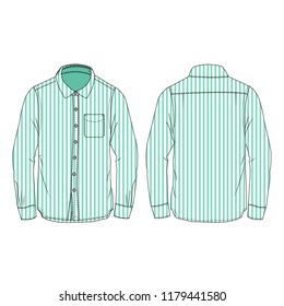 Green mint striped shirt template using for fashion cloth design and accessories for designer to make mock up or blue print in company.