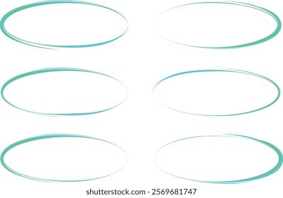 green mint stroke marker colored ellipses set vector