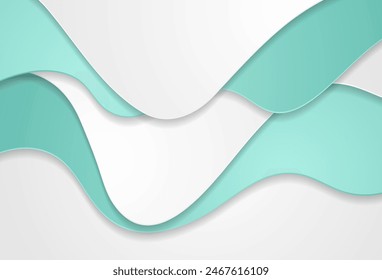 La menta verde y las ondas curvas blancas minimizan el fondo corporativo abstracto. diseño de Vector