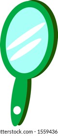 Green mirror, illustration, vector on white background.