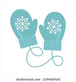 Green mittens on isolated background - vector image