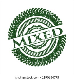 Green Mixed rubber stamp with grunge texture