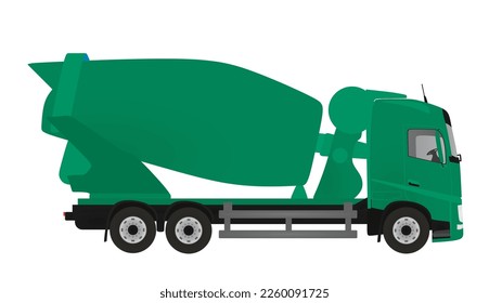 Green mixer truck. vector illustration