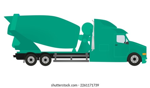 Green mixer truck. vector illustration