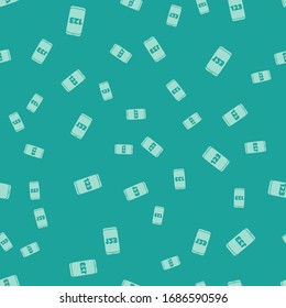 Green Mobile calculator smartphone interface icon isolated seamless pattern on green background. Mathematical application on phone display.  Vector Illustration