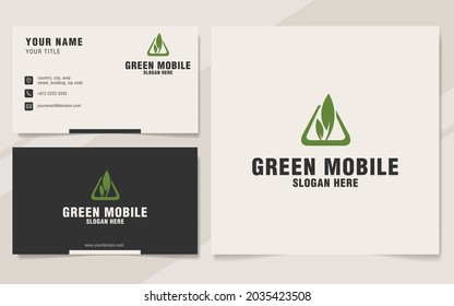 Green mobile logo template on monogram style