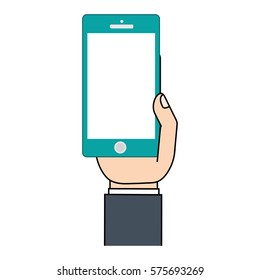 green mobile phone in hand technology vector illustration eps 10