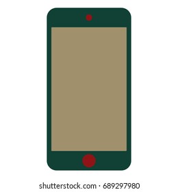Green mobile phone smartphone with red camera nd menu button with cream color screen. Green mobile phone vector eps10.