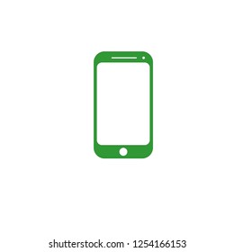 Green mobile phone with white background. colorful phone illustration. Vector flat design