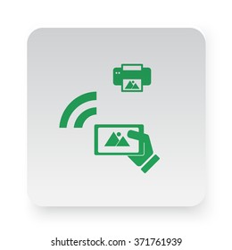 Green Mobile Photo Printing icon on white app button