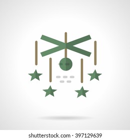 Green model of star system. Abstract galaxy sign. Space research and astronomy. Science and education. Vector icon flat color style. Web design element for site, mobile and business.