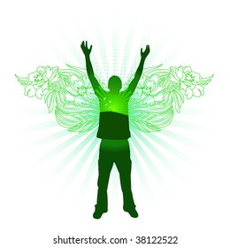 Green modern angel