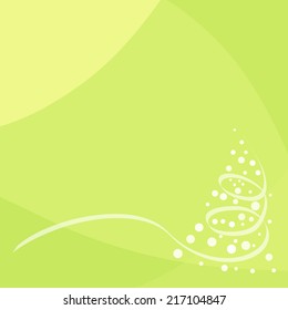 Green modern background with Christmas tree in corner