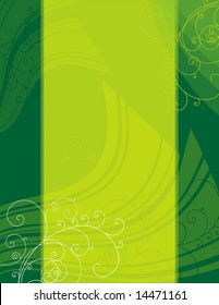 green modern background with decorative lines ans squiggle, vector illustration