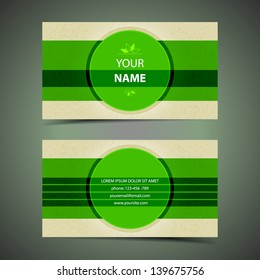 Green modern Business card with stamp, paper with a structure, design vector