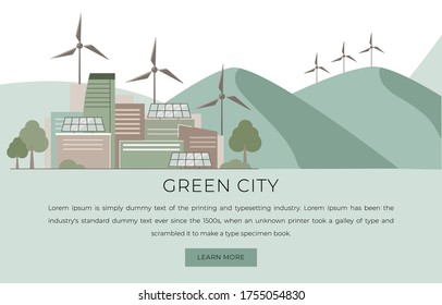 Green modern city, vector illustration.