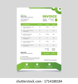 Green modern corporate invoice vector template