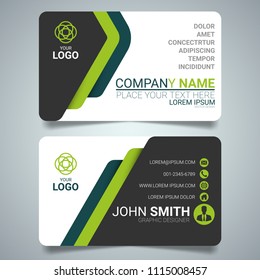 
Green modern creative business card and name card,horizontal simple clean template vector design, layout in rectangle size.