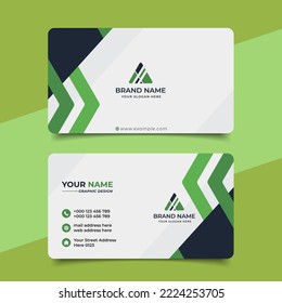 Green modern creative business card and name card horizontal simple clean template vector design