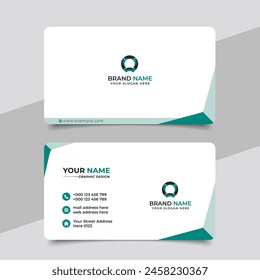 Green modern creative business card and name card horizontal simple clean template vector design