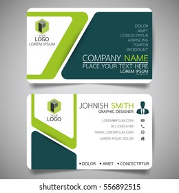 Green modern creative business card and name card,horizontal simple clean template vector design, layout in rectangle size.