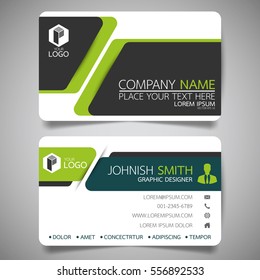 Green modern creative business card and name card,horizontal simple clean template vector design, layout in rectangle size.