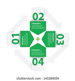 Green Modern Design template / can be used for infographics / numbered banners / horizontal cutout lines / graphic or website layout vector