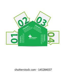 Green Modern Design template / can be used for infographics / numbered banners / horizontal cutout lines / graphic or website layout vector