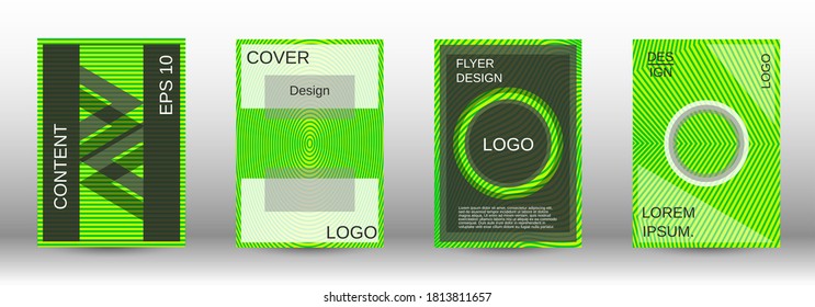 Green modern design template in trendy style. Line pattern. Trendy illustration. Minimal concept.   Futuristic wallpaper.