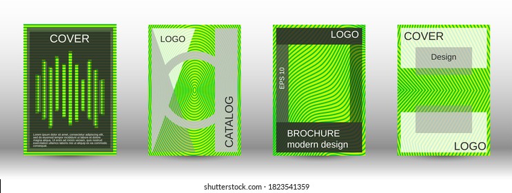 Green modern design template in trendy style. Line pattern. Trendy illustration. Minimal concept.   Futuristic wallpaper.