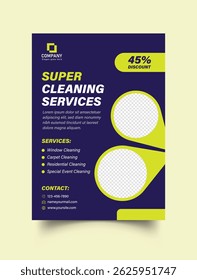 Green Modern Geometric Cleaning Flyer Template