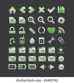 green modern icons set