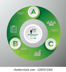 Green Modern infographic Vector design template of 3 options, steps,on the grey background.Eps 10 vector file.