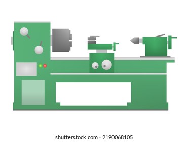 Grüne, moderne manuelle Fabrik der Maschinenindustrie auf weißem Hintergrund, Vektorsymbol-Design.