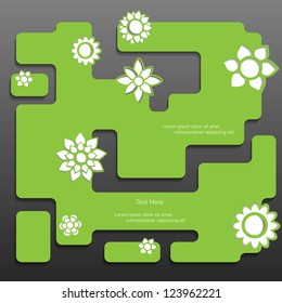 Green modern nature abstract vector banner set with flowers