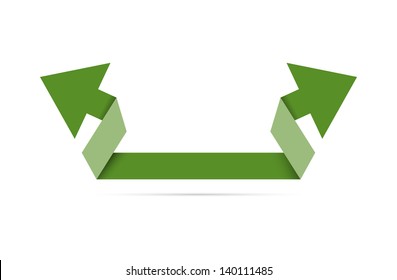 The green modern origami style double arrow with subtle shadow / The green origami double arrow / Arrow