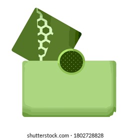Green modern rectangle template for social media publications, background template with empty space for text and information, geometric elements isolated on white background, vector illustration