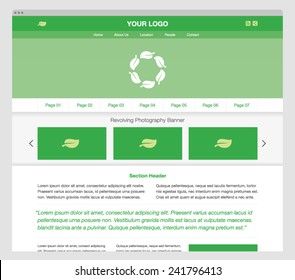 Green modern responsive website template. Editable EPS vector.