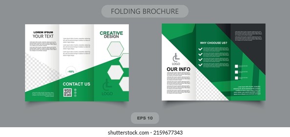 Folleto del Green Modern Trifold. Diseño de vectores.