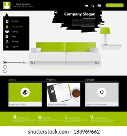 Green Modern Website Template Design, Vector Eps10 