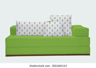 Green Modren style couch with three beautiful cushions