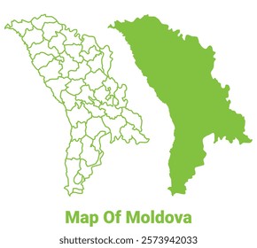 Green Moldova map outline and flat vector illustration