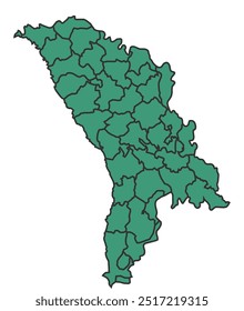 Green Moldova Simple map with states border outline vector