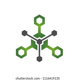 Green Molecule Spread Hive Logo